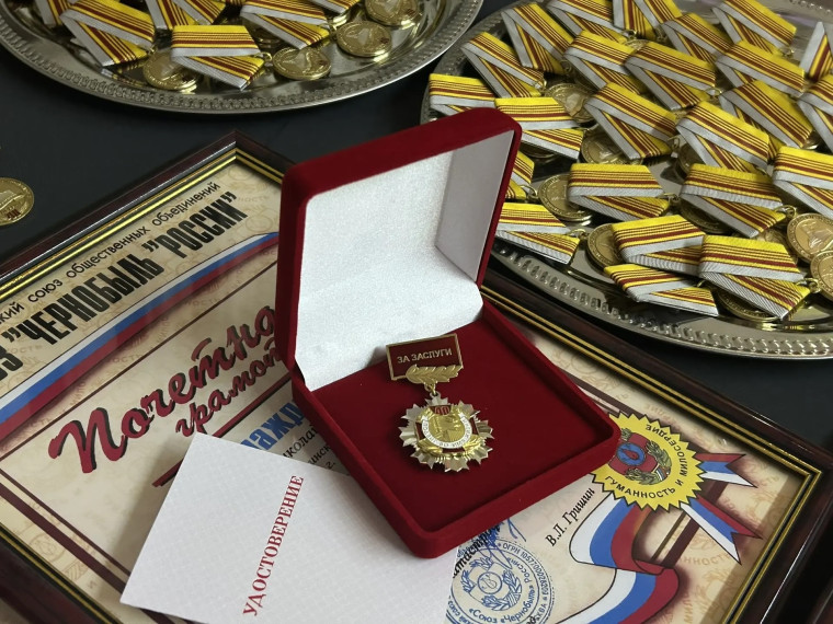 В Ленинском округе вручили памятные медали ликвидаторам аварии.